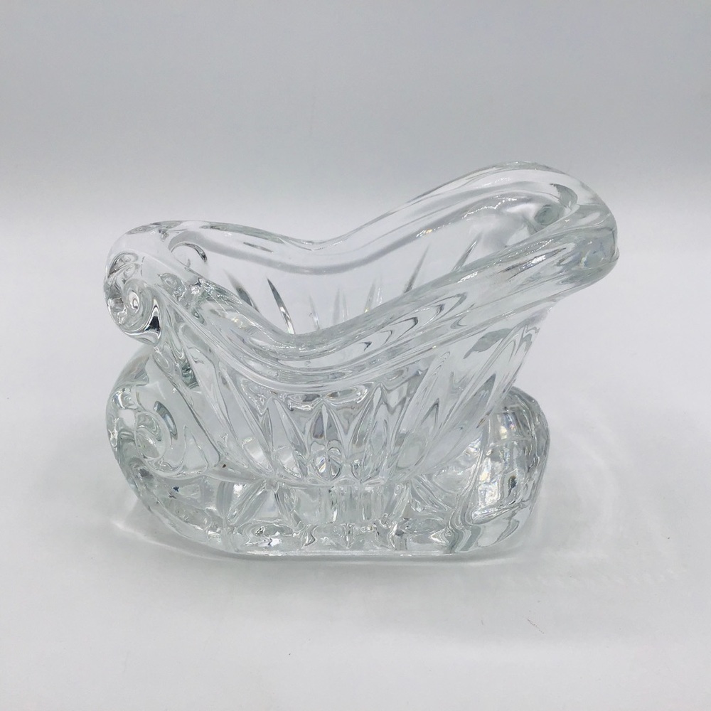 CRYSTAL Sleigh Votive Candle Holder Centerpiece Winter Christmas Holiday Table - Picture 3 of 7